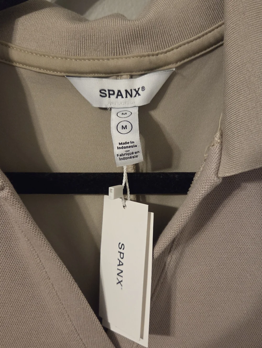 Spanx Womens Air Essentials Pique Tan Preppy Long Polo Shirt Dress. Sz M - Picture 9 of 9